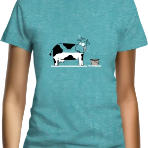 T-Shirt Femme Vache à moitié pleine de lait