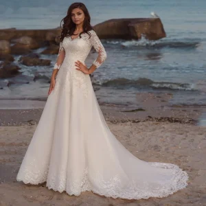 Rode de mariée manches longues