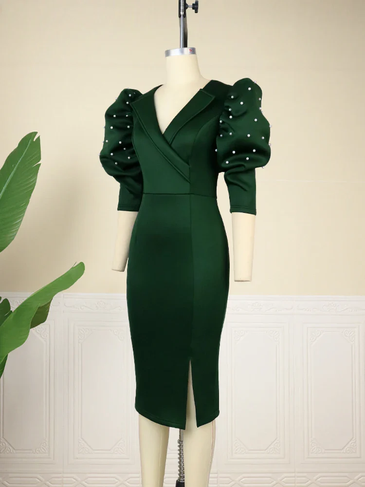 Robe de soirée moulante col v – Image 5