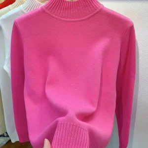 Pull Col Roulé Tricoté Femme