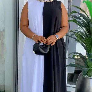 Robe Maxi Longue Décontractée en Mousseline de Soie Sans Manches