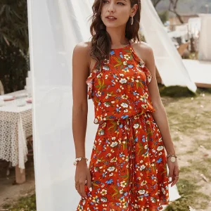 Robe d'été imprimée dos nu