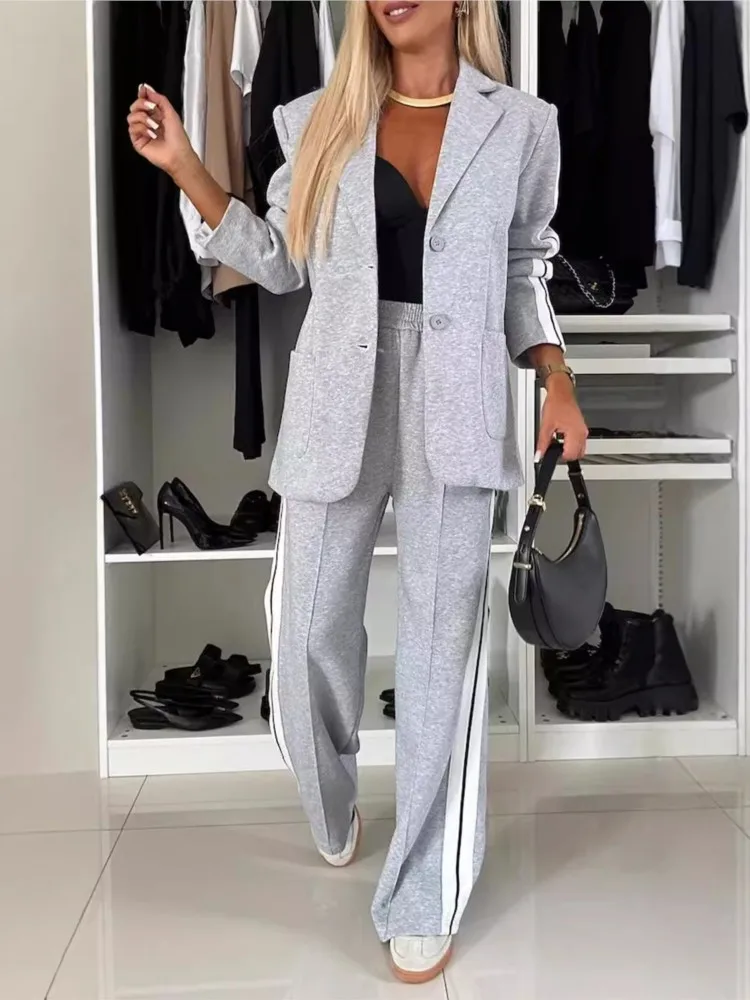 Blazer Élégant, Pantalon avec Poches, Tenue de Bureau – Image 2