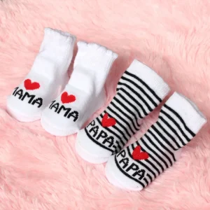 Chaussettes antidérapantes en coton avec dessin animé Love MAMA PAPA