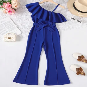 Pantalon Ample avec Ceinture en Polyester pour filles